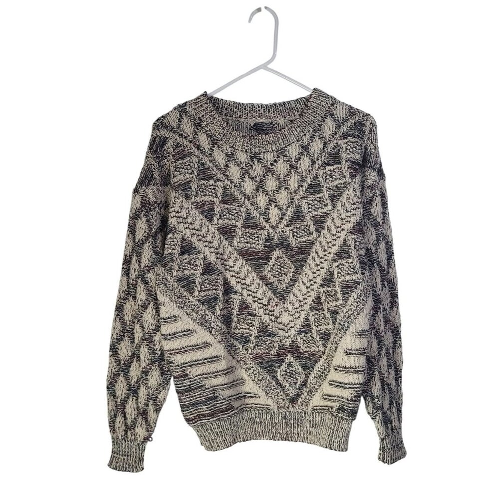 VTG Aztec Triangles Old Money Chunky Ugly Sweater Size Small - Picture 2 of 8